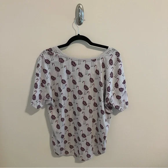 Anthropologie Kendra Dandy Flamingo Printed Tee in Gray/Grey/Pink Large - Picture 7 of 11